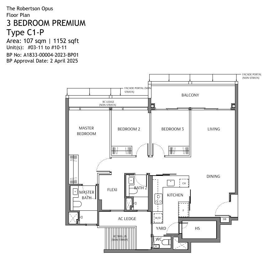 Type C1-P · 3-Bedroom Premium