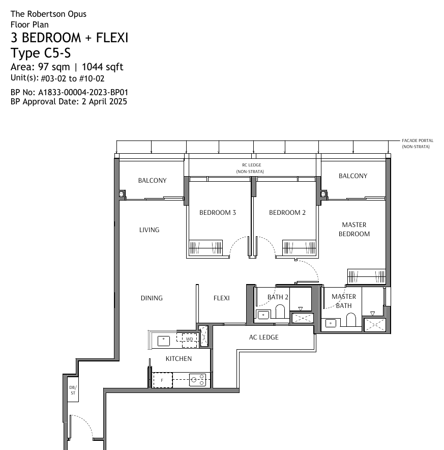 Type C5-S · 3-Bedroom + Flexi